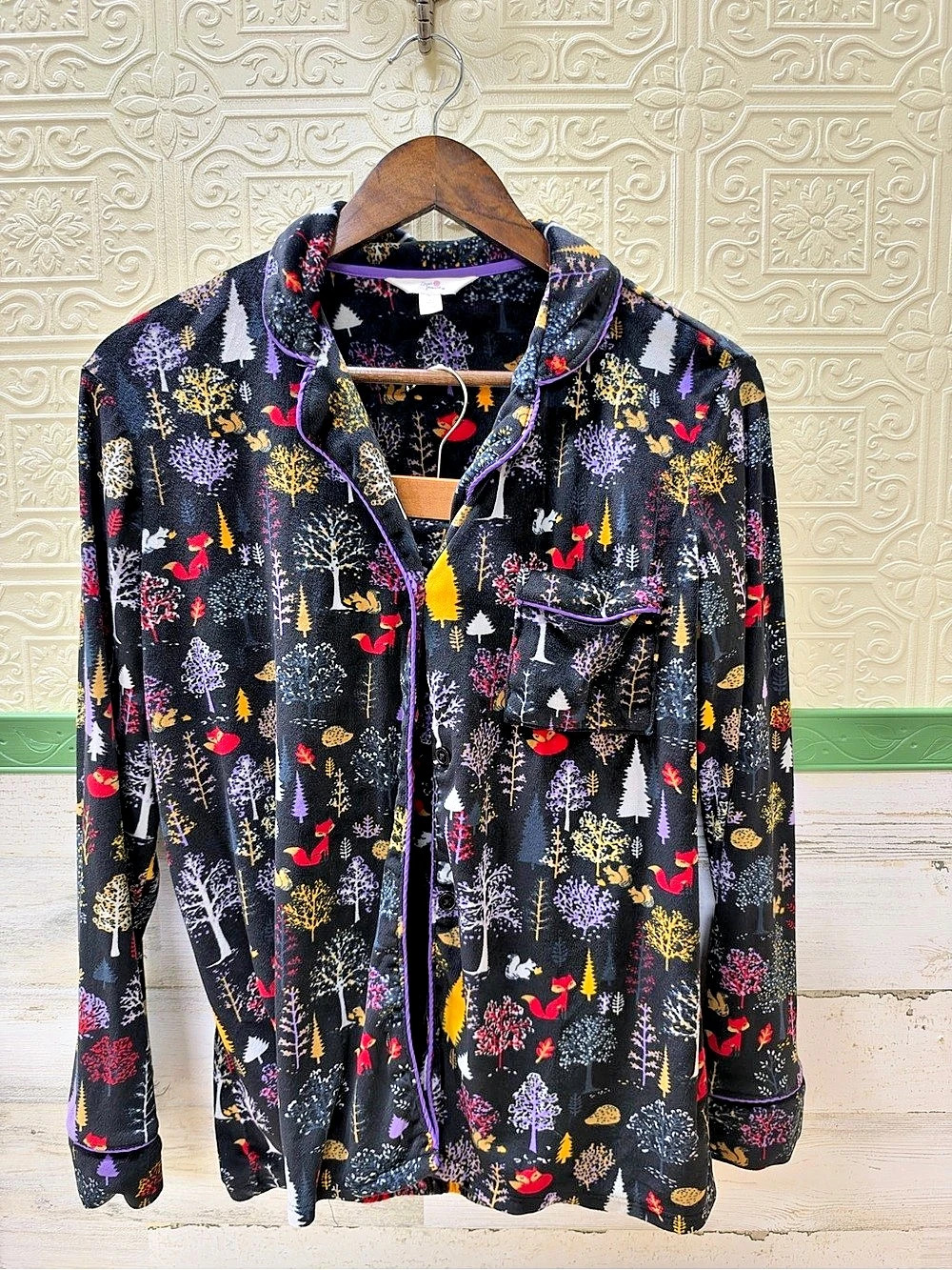 Secret Treasures Printed Button Down Pyjama set